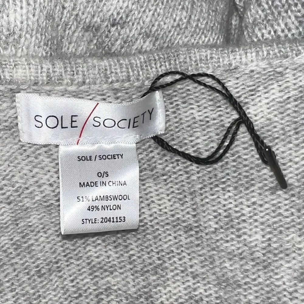 Sole Society Women's Light Gray Fringe Shawl Wool Blend One Size NWOT